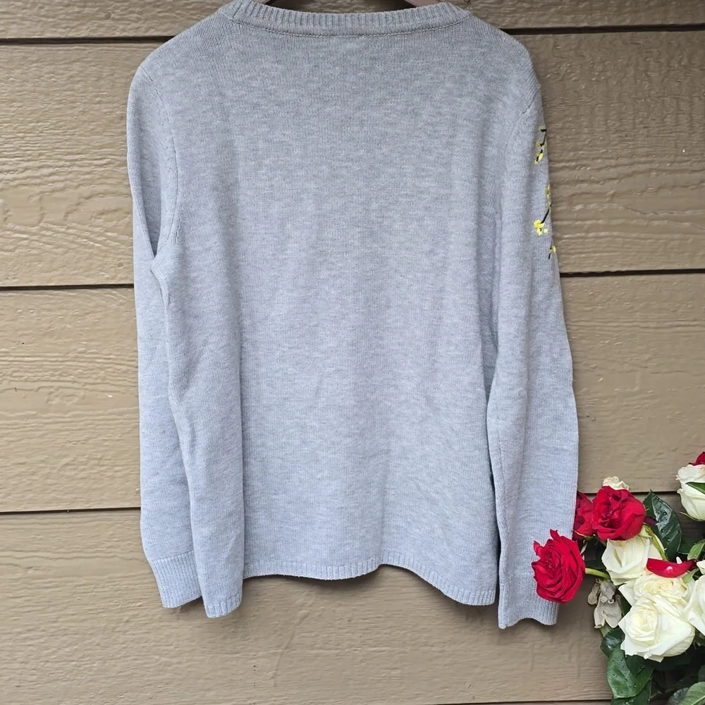 CAbi Gray Sweater with Bird Embroidery - Picture 10 of 11